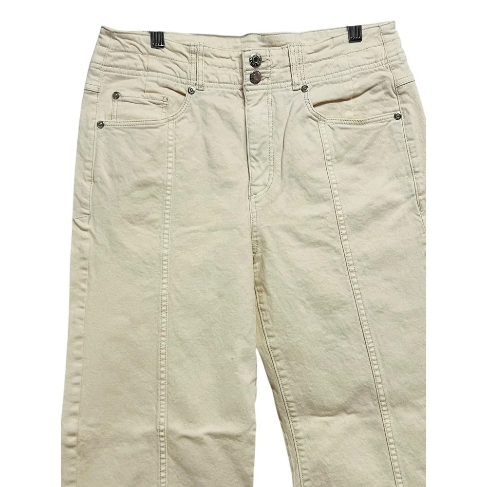 LOFT The Wide Leg Jeans Womens 4 Cream Ecru Wide Leg Stretch Utility Denim Pants